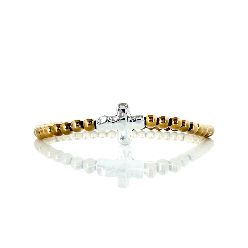 Sideways Silver Cross - Gold