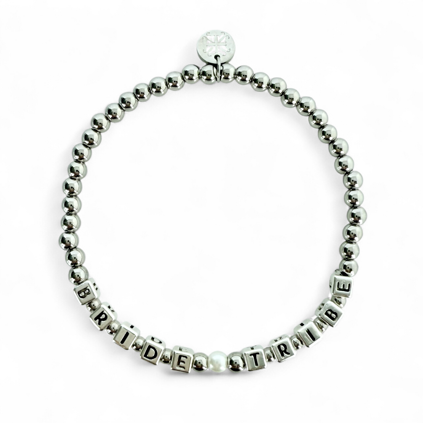 BRIDE TRIBE - Block Letter - Pearl - Silver + Bridesmaids Bag