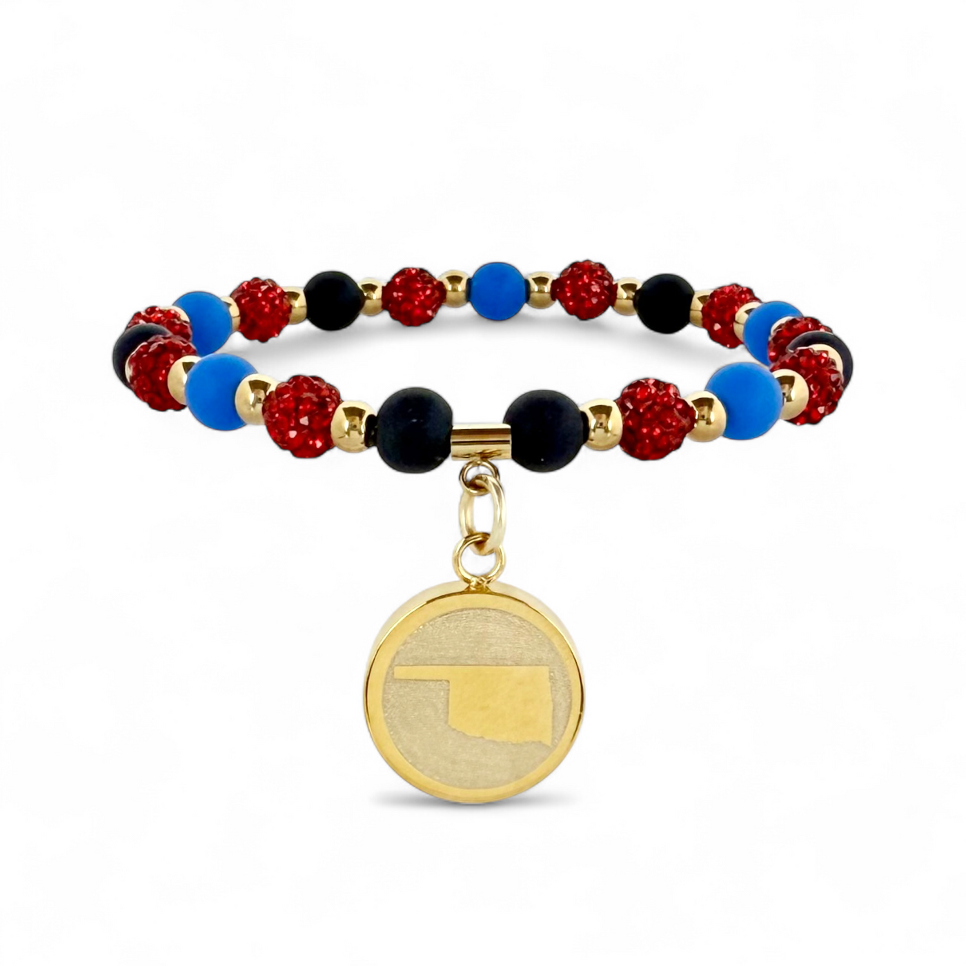 Oklahoma State Map Gold - Red, Cobalt and Black