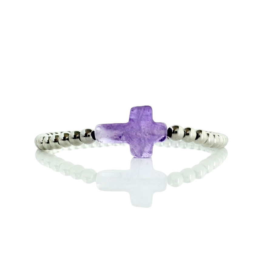Gemstone Cross - Amethyst with Silver