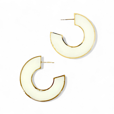 Pearl White Moon Earring - Gold