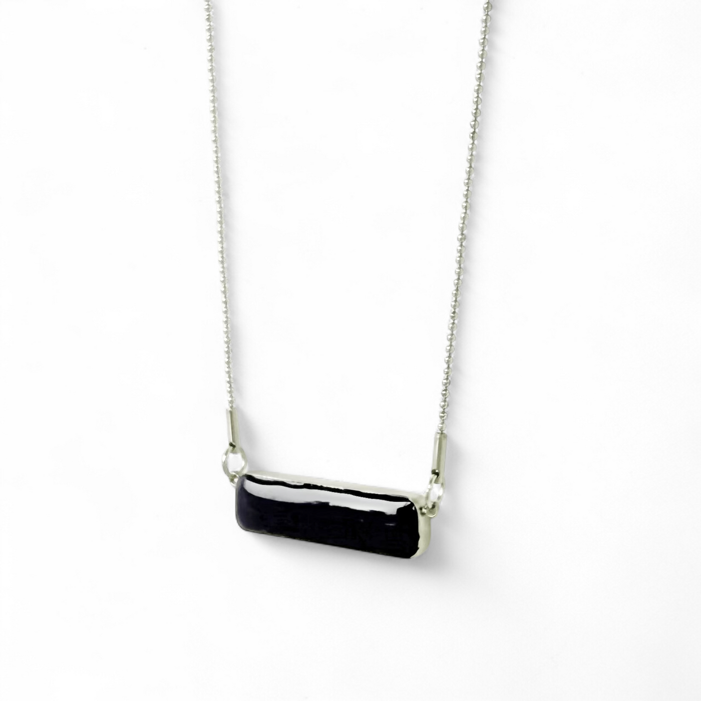 Horizontal Bar Necklace Deep Purple - Silver