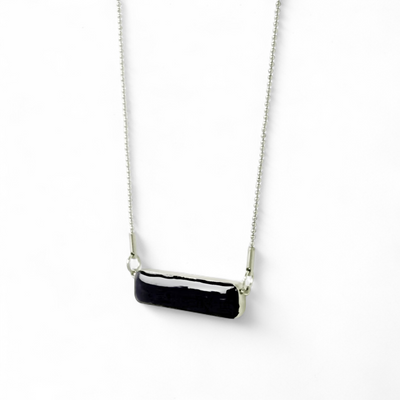 Horizontal Bar Necklace Deep Purple - Silver