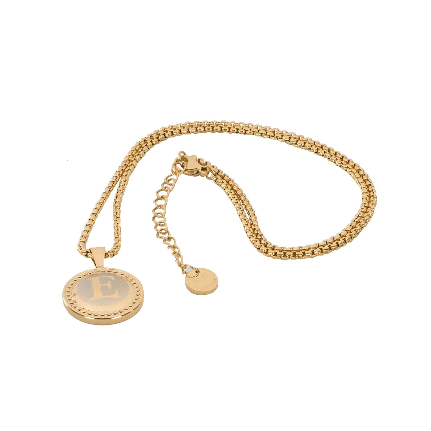 Carol Single Initial Engraved Dome Necklace - Gold