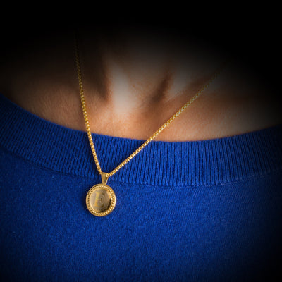 Carol Single Initial Engraved Dome Necklace - Gold