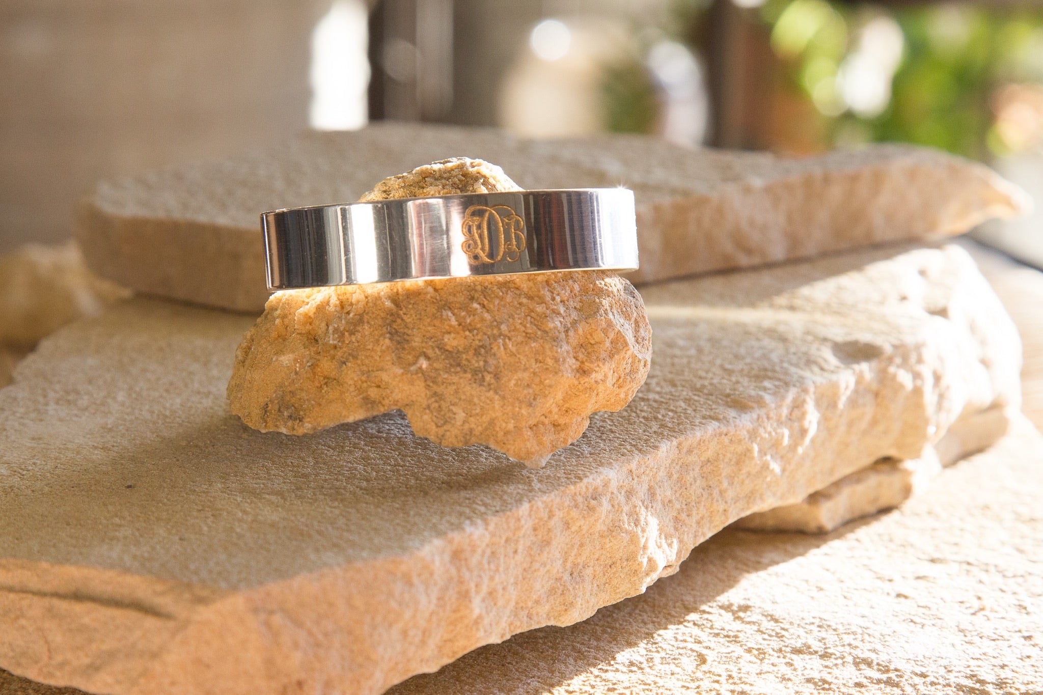 Monogram Silver .5 inch cuff