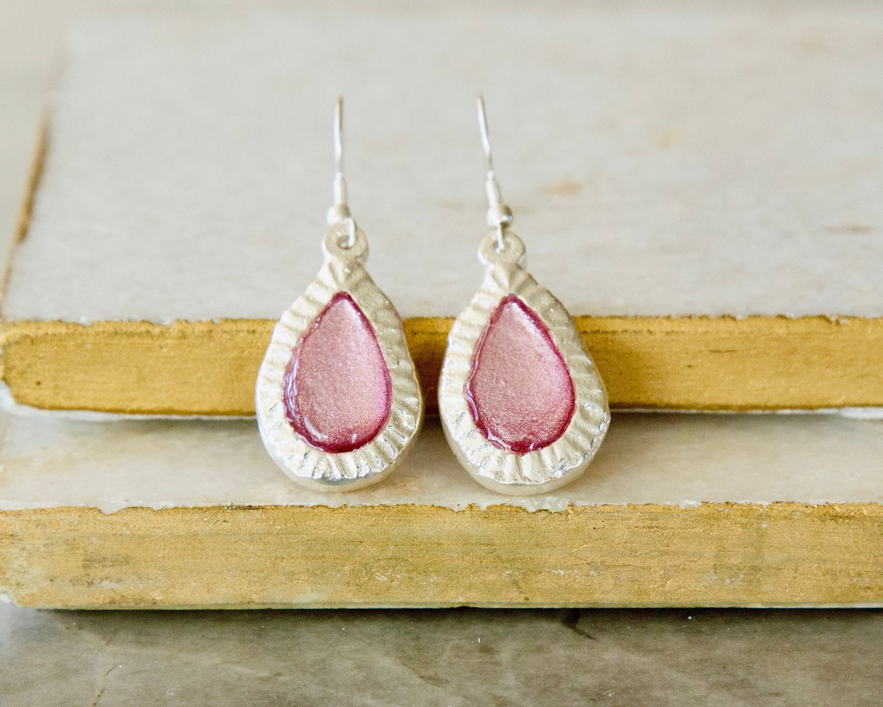 Sweetheart Frances Pink Earrings - Silver