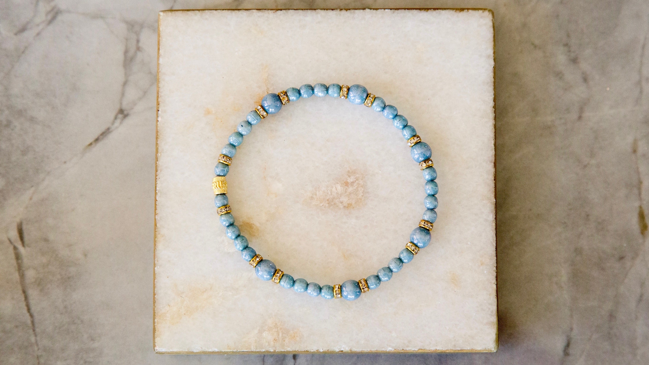 Telluride Alternating Sky Blue Pavé Gold