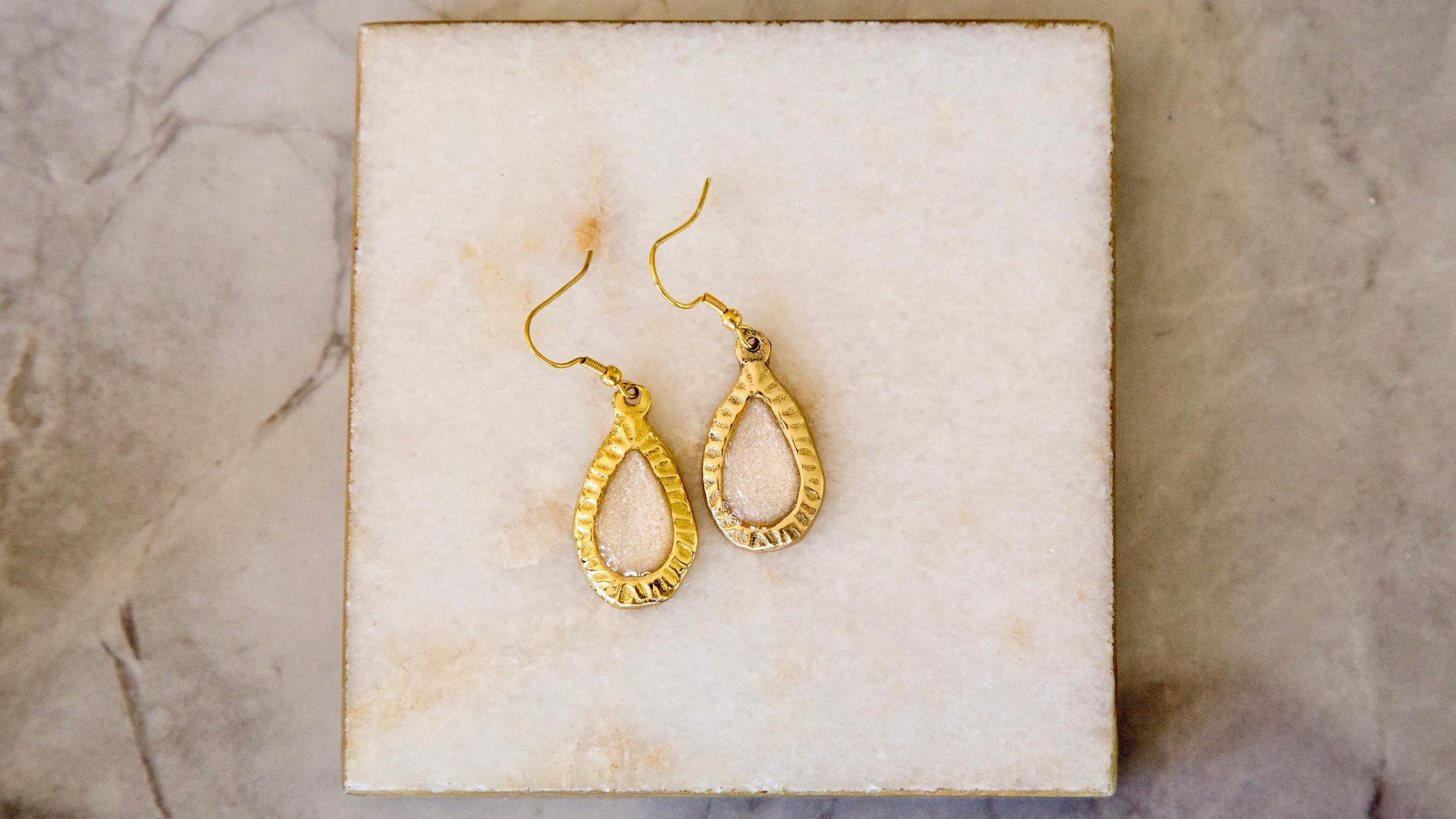 Telluride FRANCES White EARRINGS - GOLD