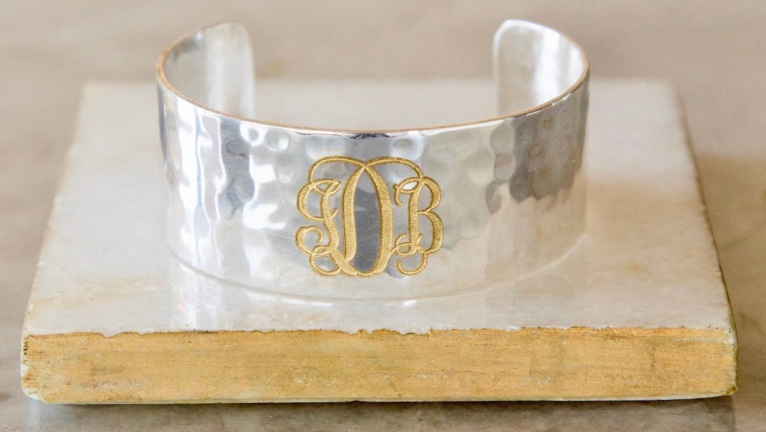Monogram Silver 1 inch cuff