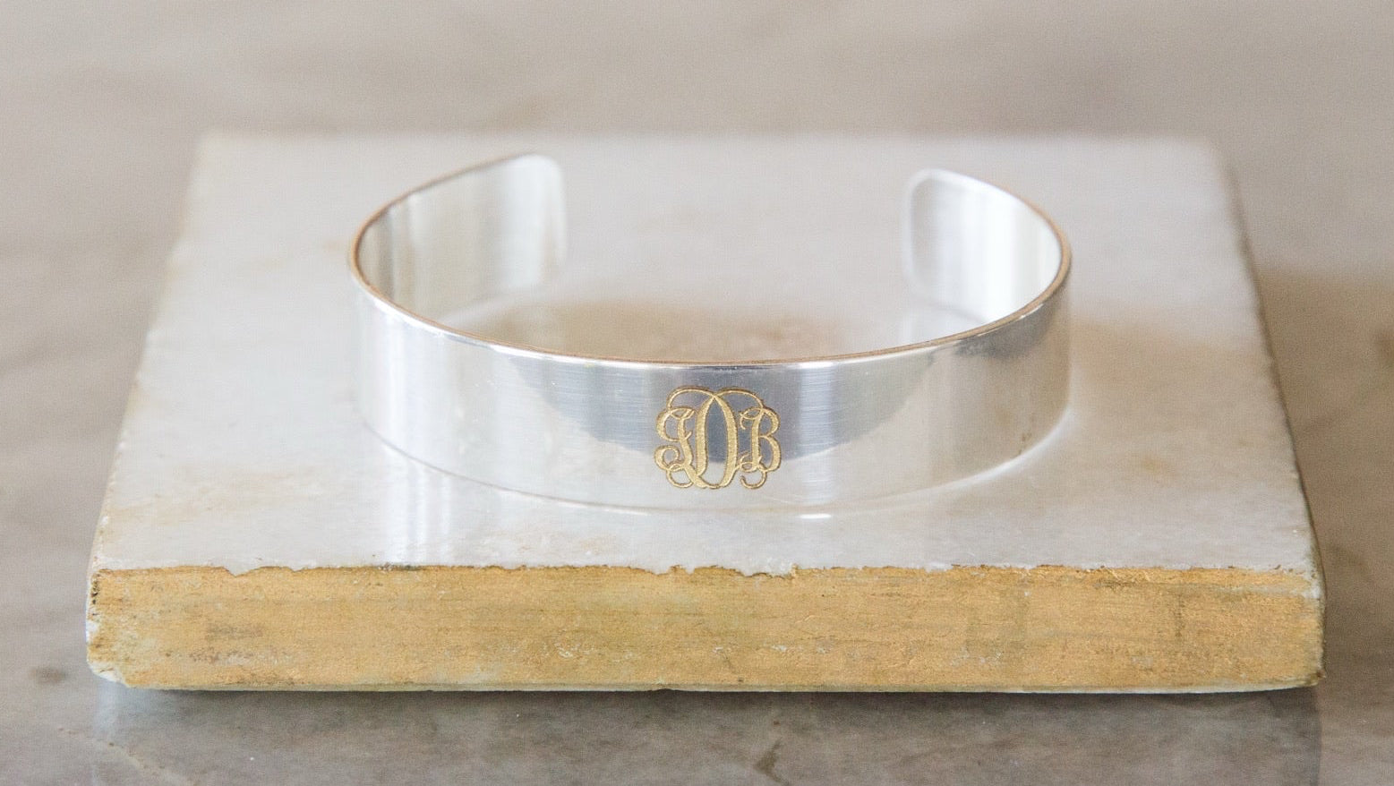 Monogram Silver .5 inch cuff