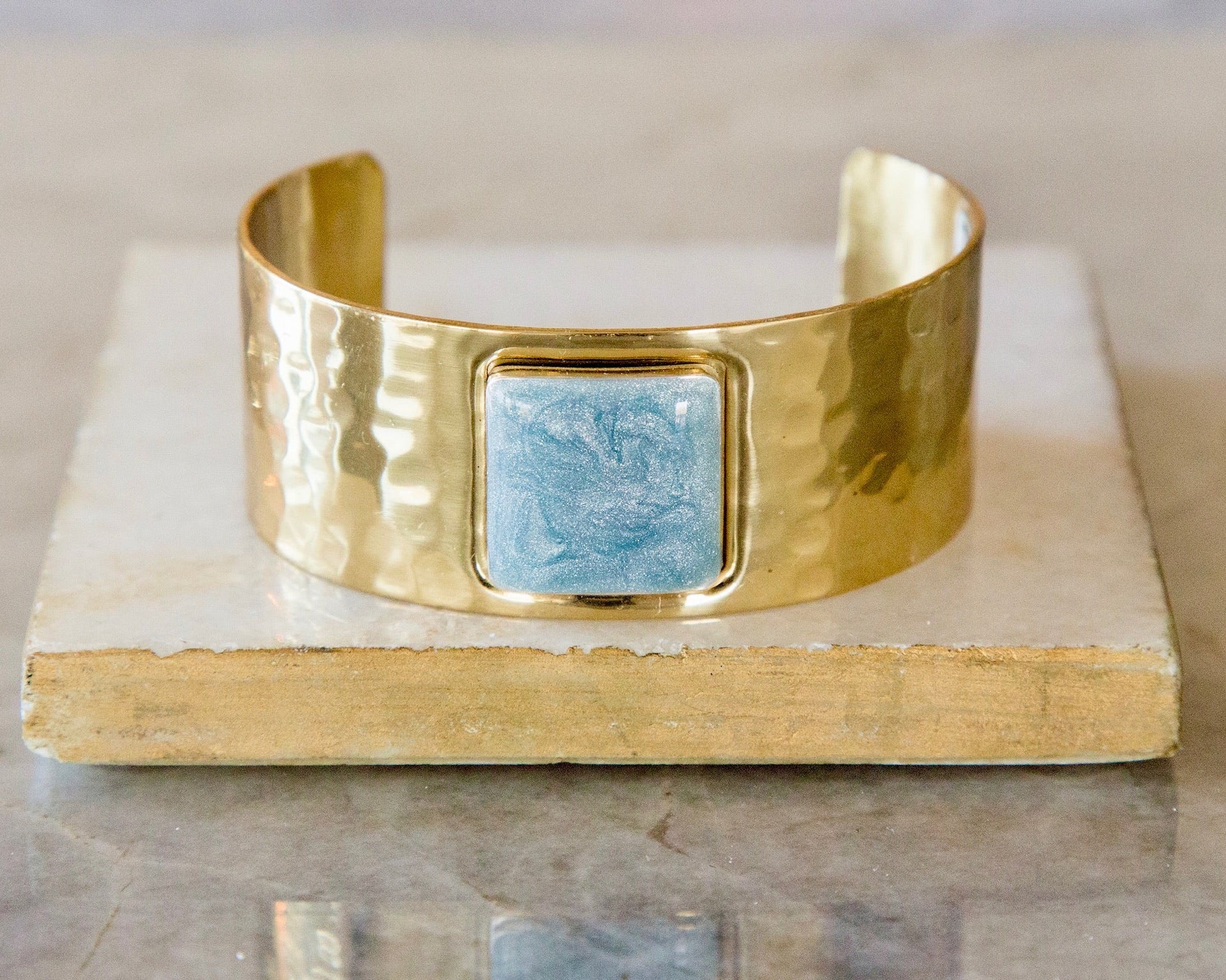 Telluride 1.0 Inch Square Gold - Light Blue