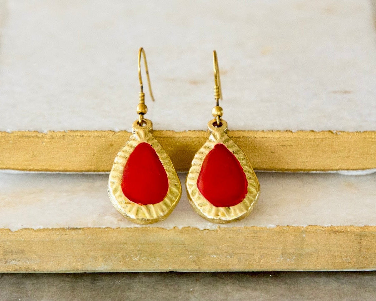 Sweetheart Frances Red Earrings - Gold