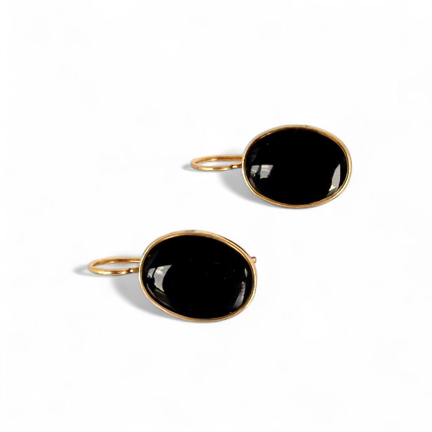 Oval Drop Earring - Plum - Gold