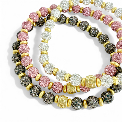 Emerson Lane Trio - Light Pink + White + Hematite with Gold