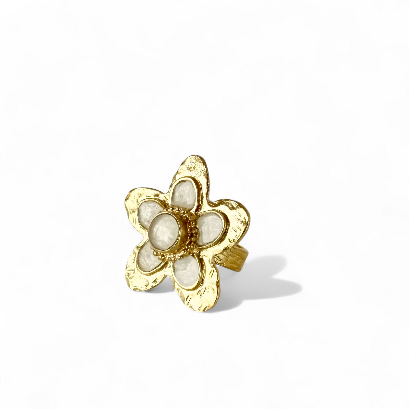 Quinpetal Ring - Pearl White - Gold