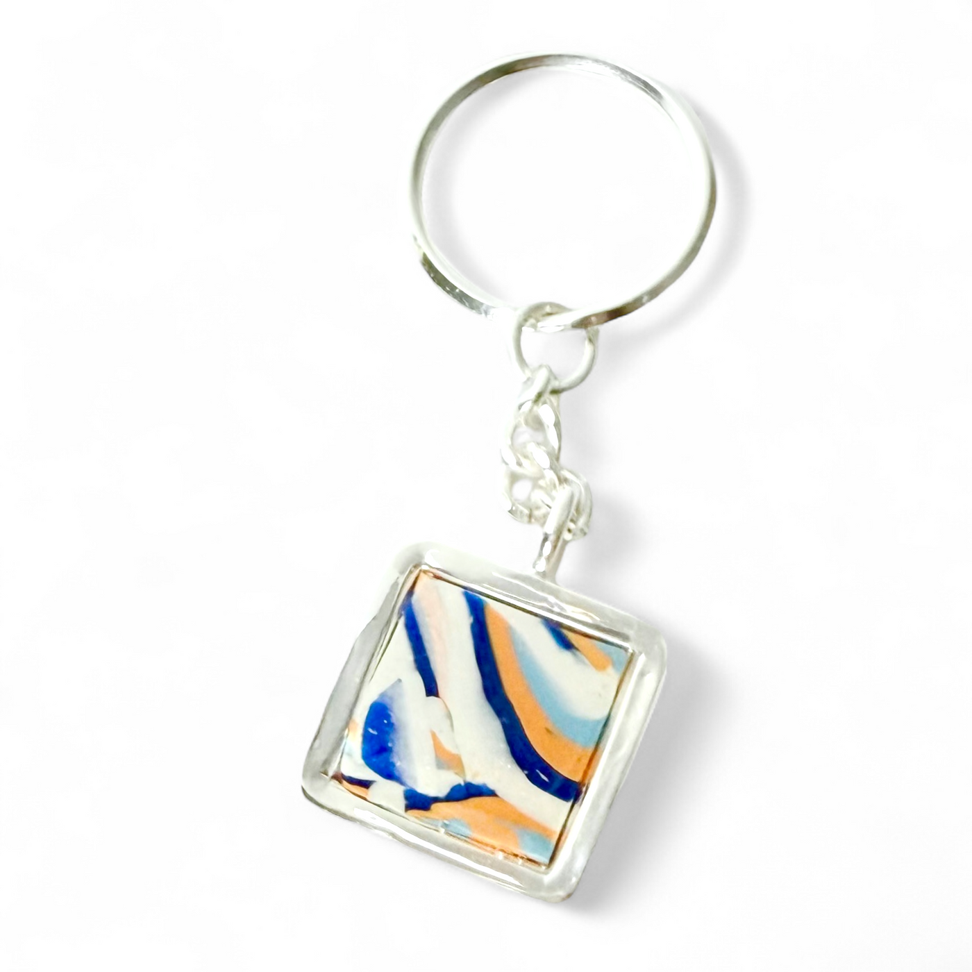 Square Silver Keychain - Summer Sunset