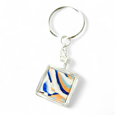 Square Silver Keychain - Summer Sunset