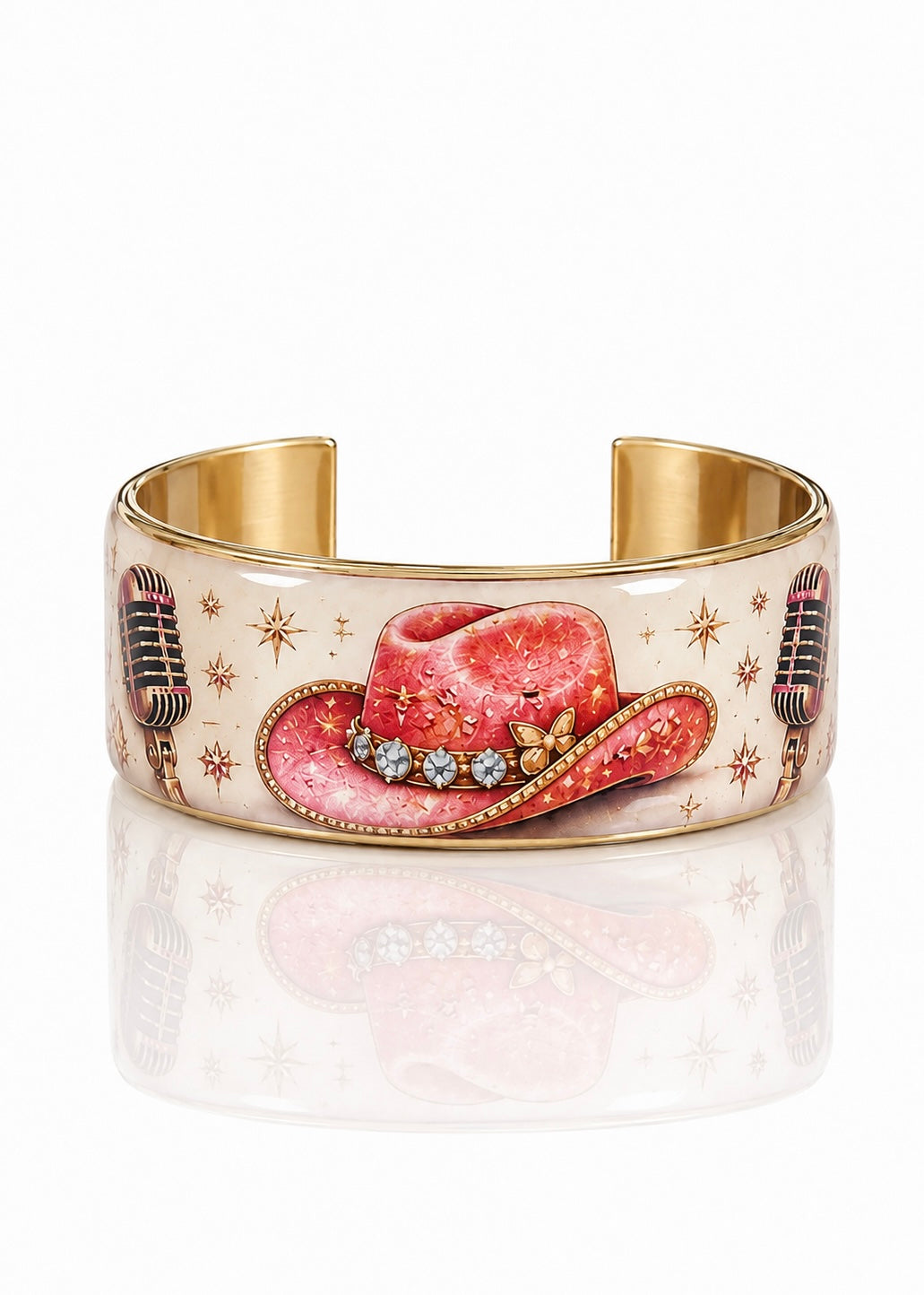 The Dolly Art Deco Collection - Pink Cowboy Hat with Rhinestones (1 inch)
