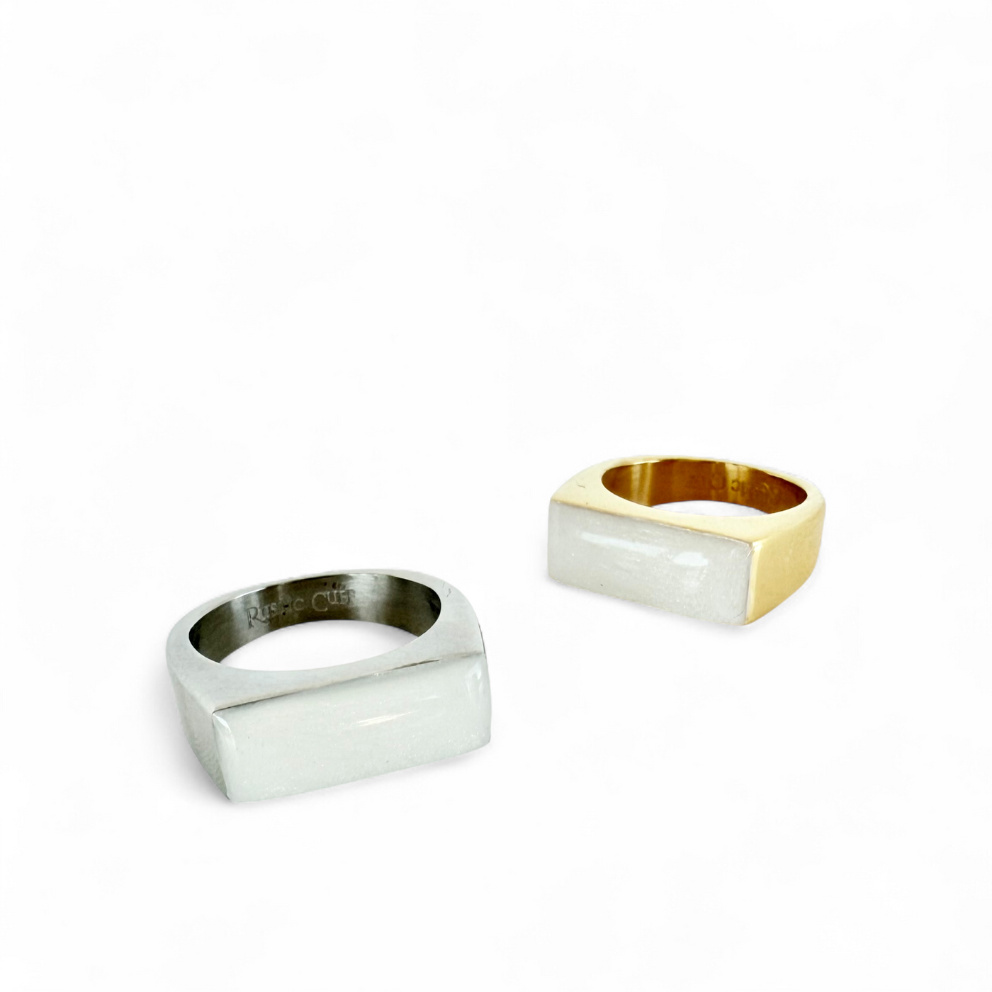 Pearl White Bar Ring - Silver