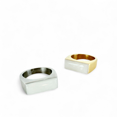 Pearl White Bar Ring - Silver