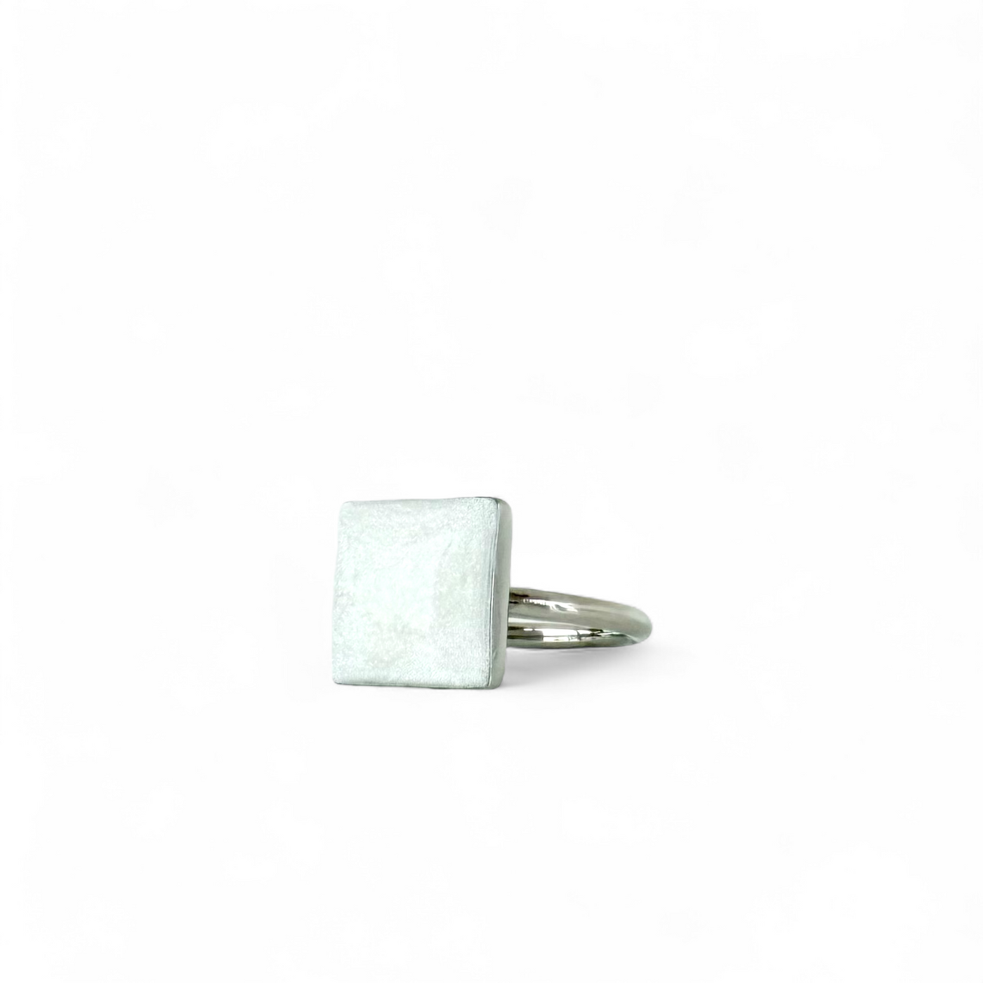 Pearl White Square Ring - Silver