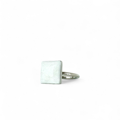 Pearl White Square Ring - Silver