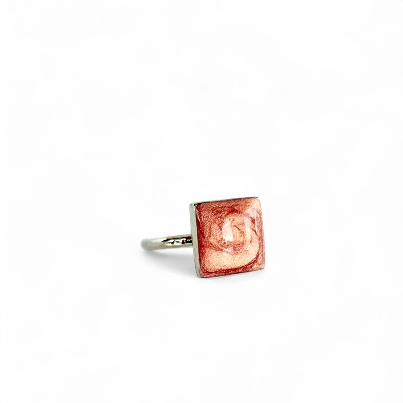 Papaya Square Ring - Silver