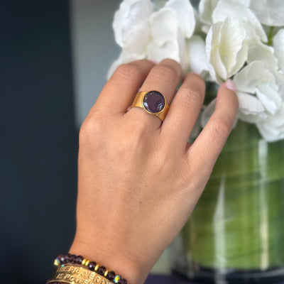 Round Ring - Plum - Gold