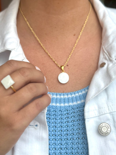 Pearl White Square Ring - Silver