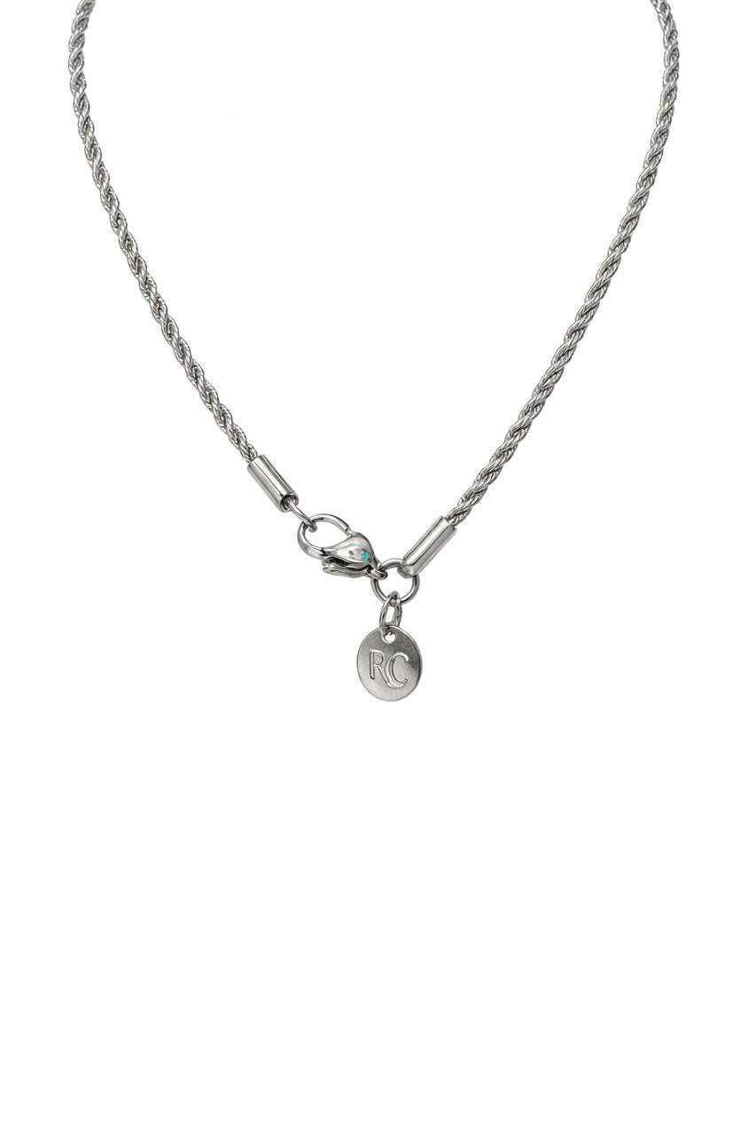 Navy Liberty Square Pendant Necklace - Silver