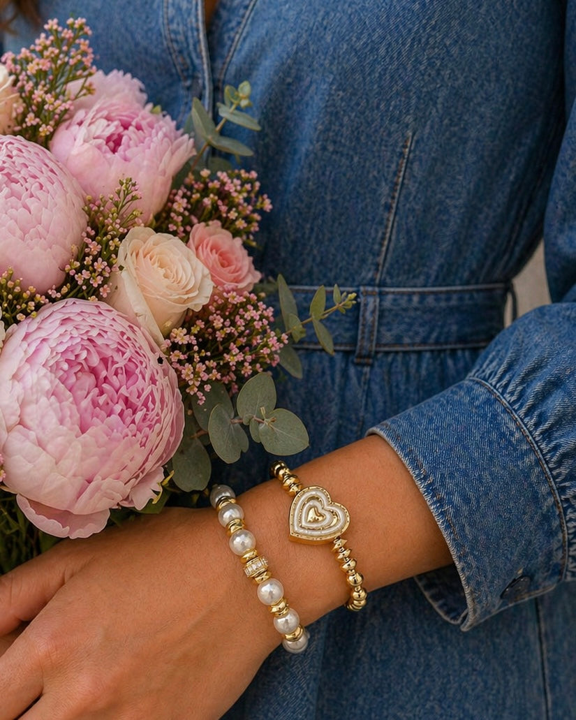Pearl Grace Heart- Pearlized White