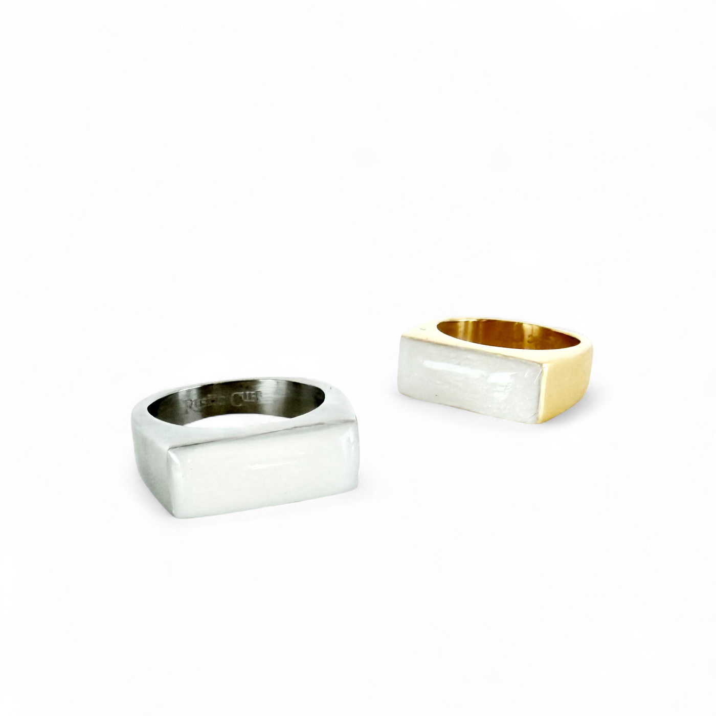 Pearl White Bar Ring - Gold