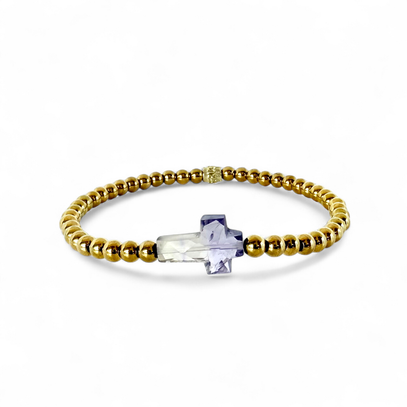 Cross Etched Gemstone - Ombre Amethyst - Gold