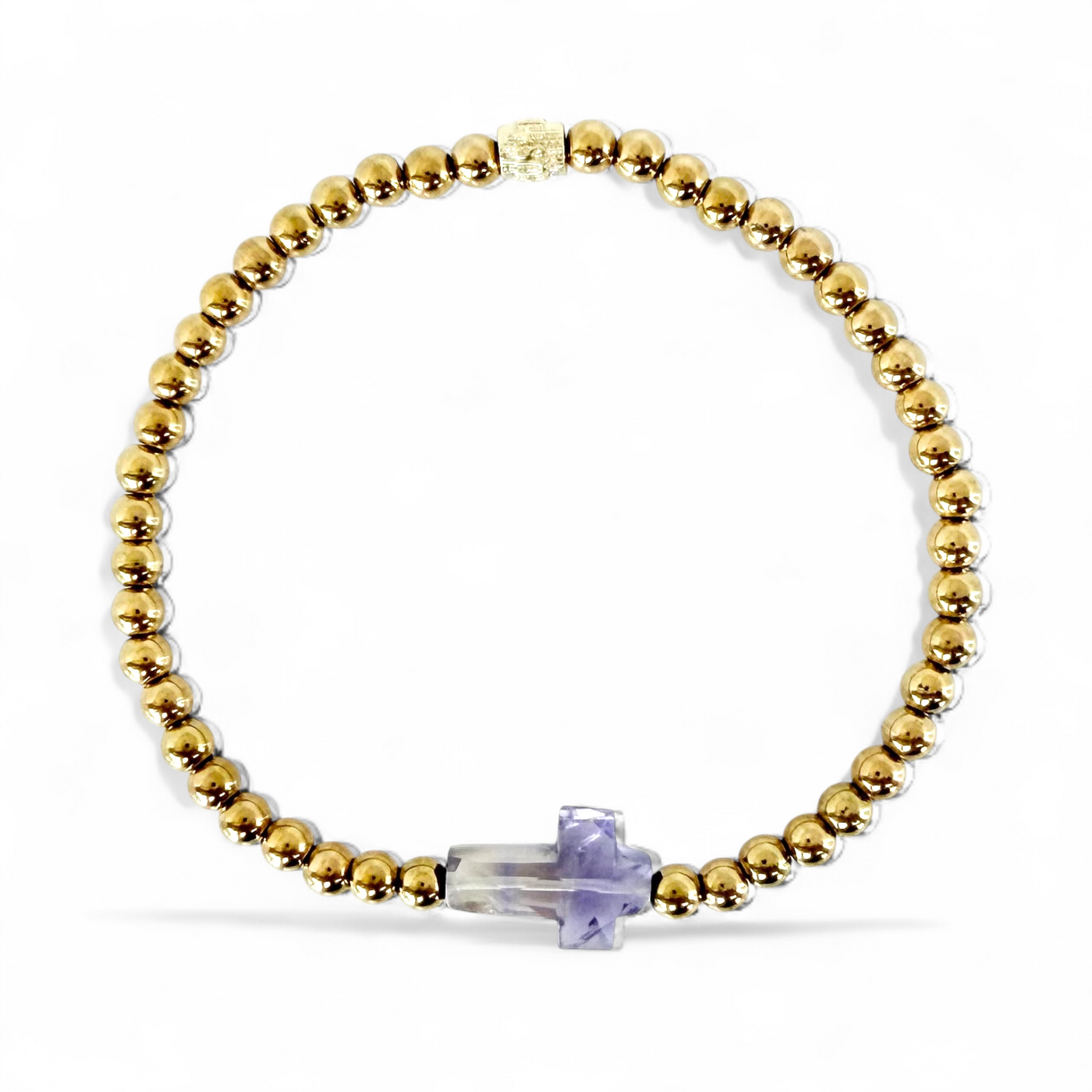 Cross Etched Gemstone - Ombre Amethyst - Gold