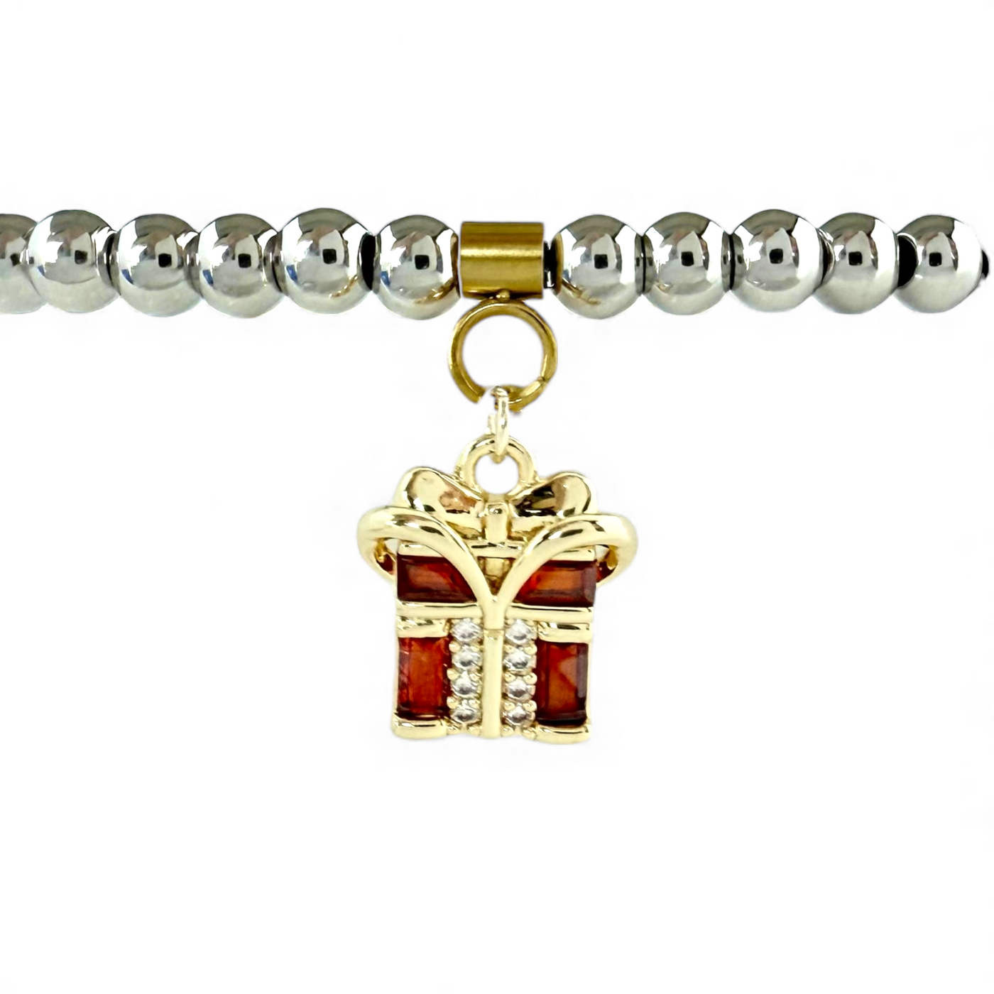Day 3: Mini Red Present Charm - Gold + Santa Pouch