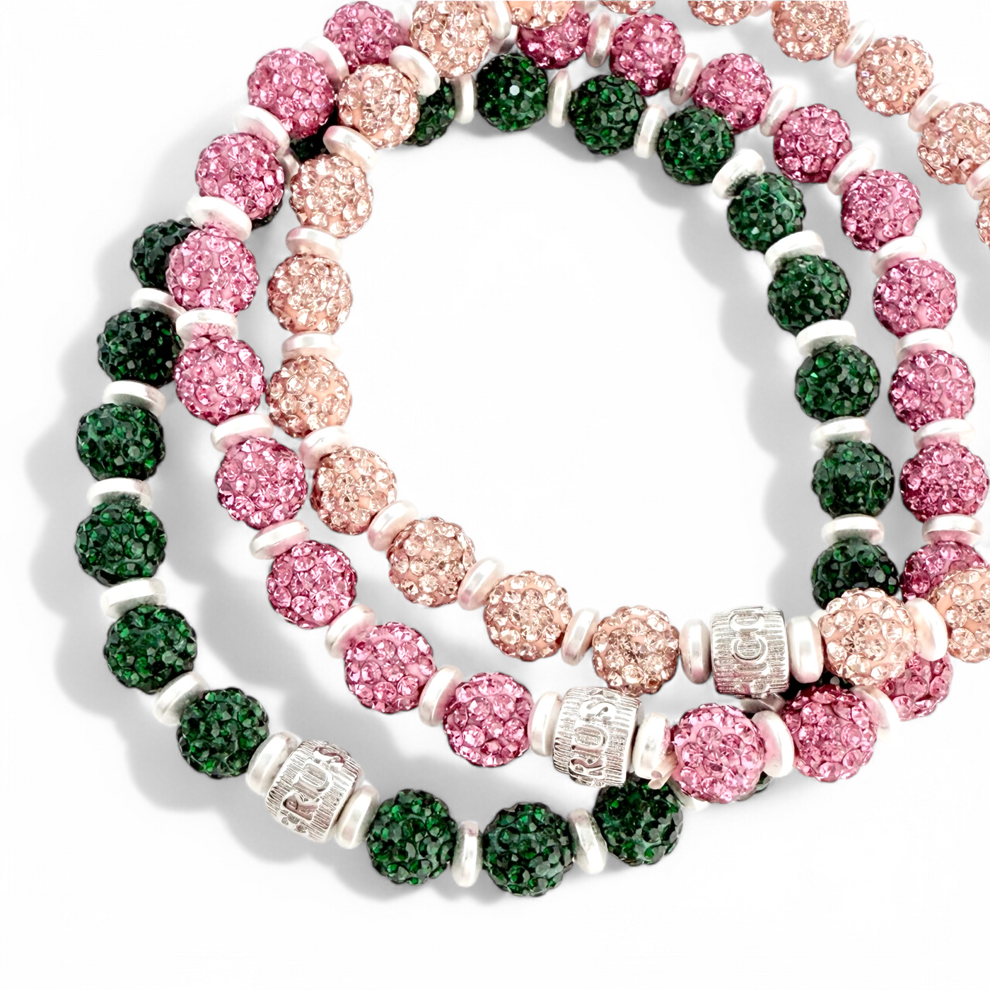 Emerson Lane Trio - Pink + Rose Gold + Emerald with Silver