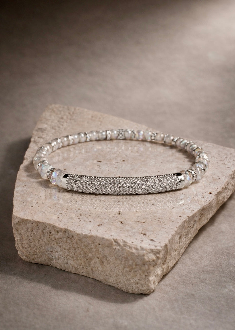 Ever True Silver Pave Bar