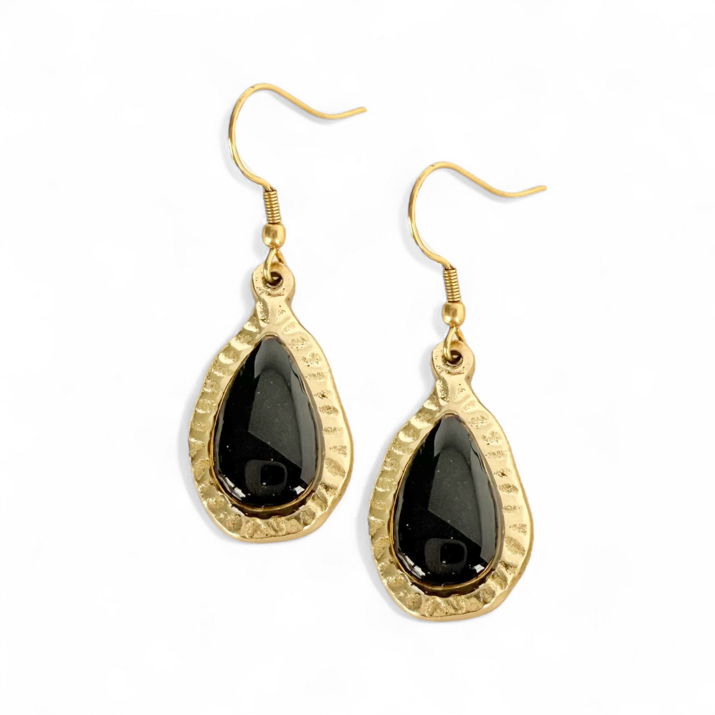 Frances Earrings - Black - Gold