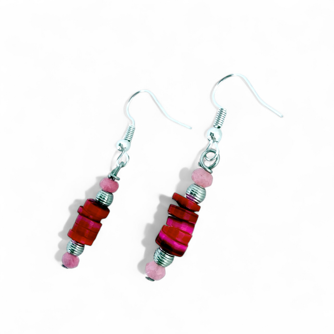 Shocking Pink - Silver - Earrings
