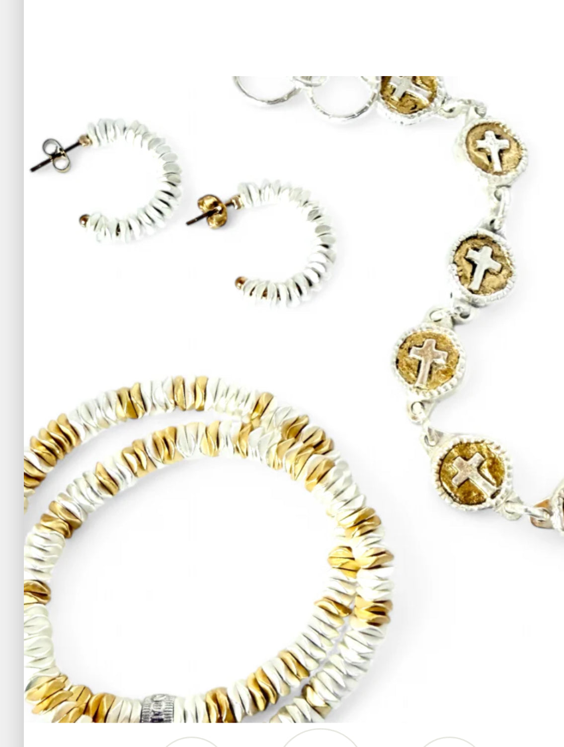 Constantina Silver and Gold with Silver Cross - Earrings