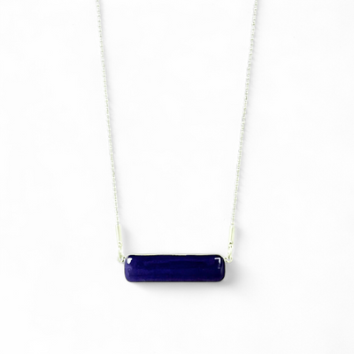 Horizontal Bar Necklace Deep Purple - Silver