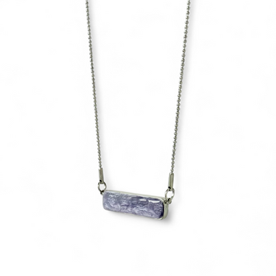 Horizontal Bar Necklace Lavender - Silver