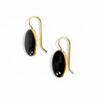 Oval Drop Earring - Plum - Gold