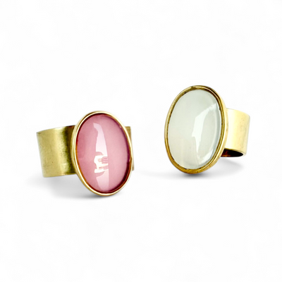 St. Tropez Oval Ring - Peony Blush - Gold