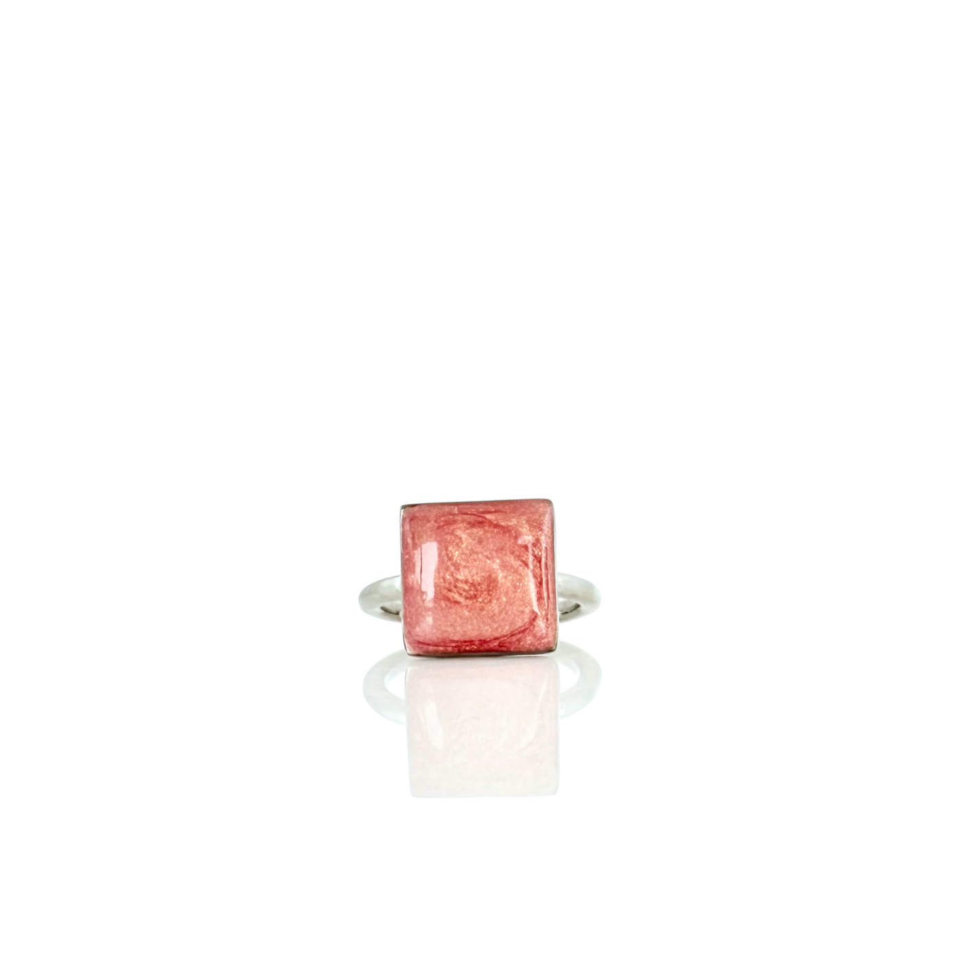 Papaya Square Ring - Silver