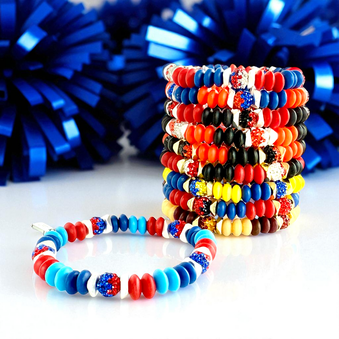 Varsity Blue, Red & Sky Blue - Silver