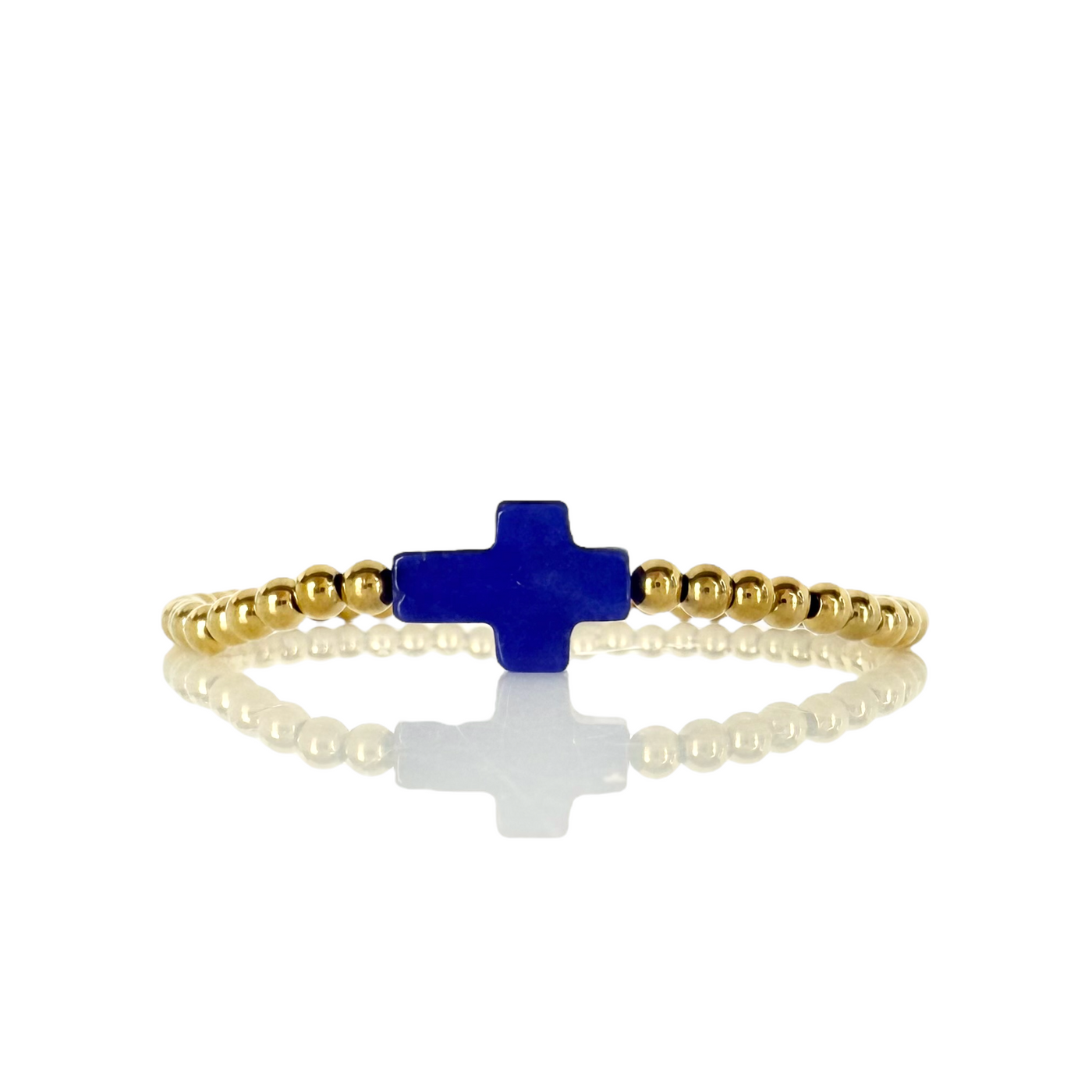 Gemstone Cross - Cobalt Jade - Gold