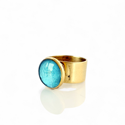 Round Ring - Sea Glass - Gold