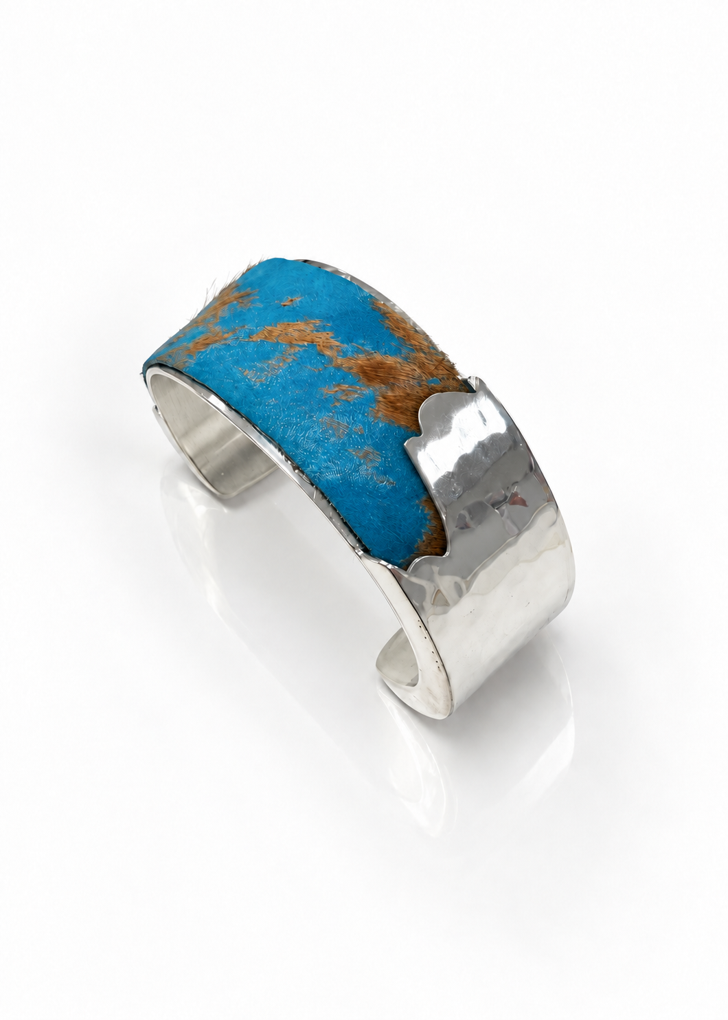 Woodland Blue - Turquoise Brazilian Calfskin (Silver) 1.0 inch